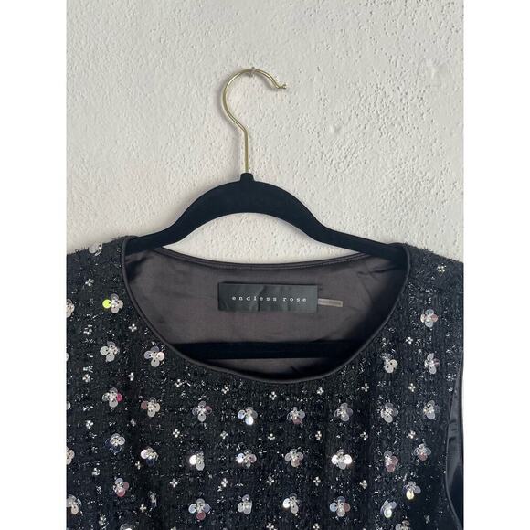 Anthropologie Endless Rose Premium Floral Embellishment Tweed Mini Dress… - Picture 9 of 13